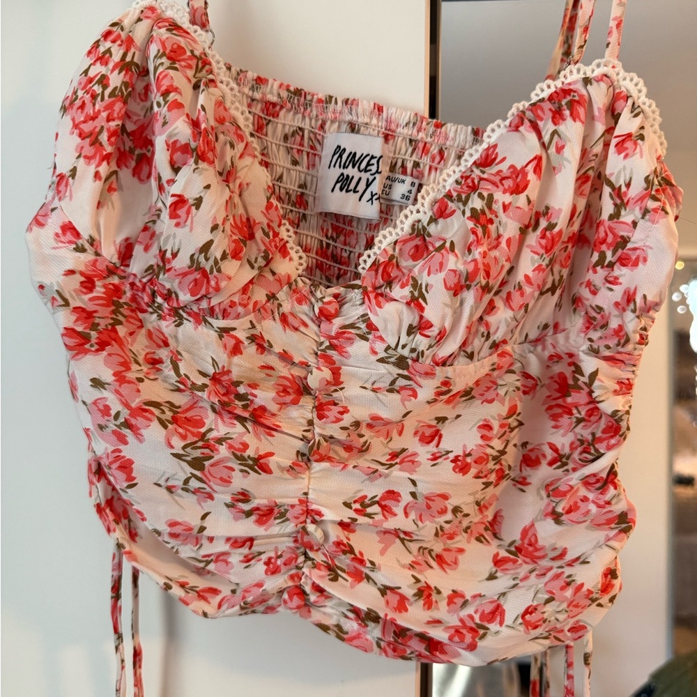 Princess Polly Pink Floral Crop Top